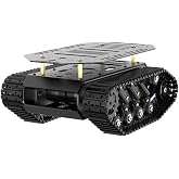 Robot Tracked Tank Car Chassis with Encoder DC Motor, Suspension Shock Absorption Chassis Car Double Layer Full-Metal Robotic Moving Platform Track for Arduion RPi Jetson DIY Maker Smart Robot Car