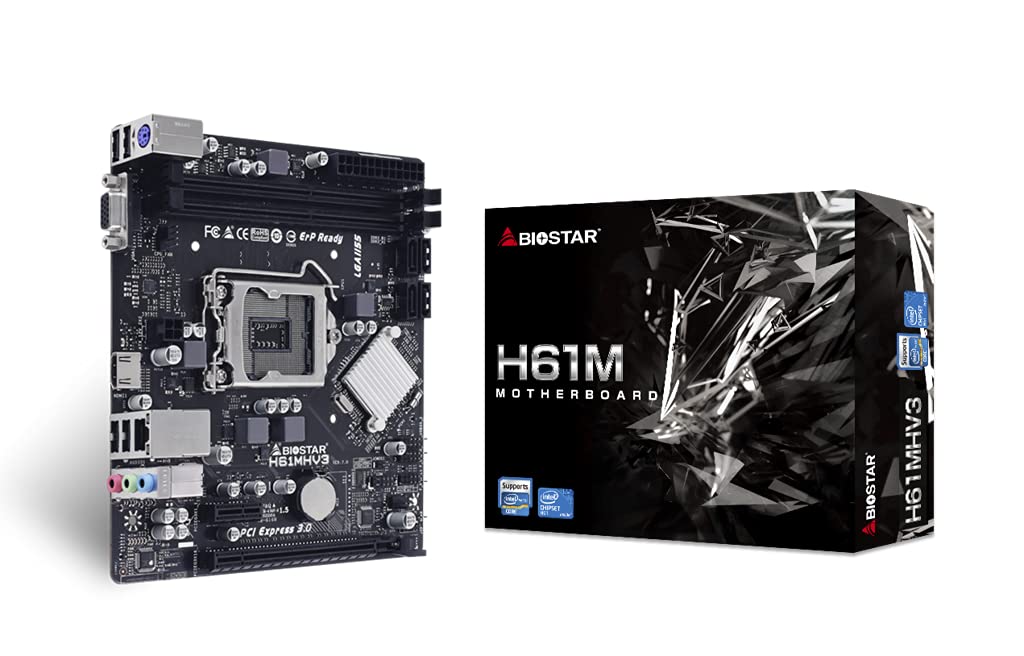 BIOSTAR PC and Laptop Accessories Brand Model Motherboard 1155 H61MHV3 MATX