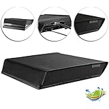 eXtremeRate Black Horizontal Dust Cover for Playstation 4 PS4 Console Custom Designed Double Layer Soft Neat Lining Waterproof Dustproof Precision Cut Easy Access Cable Port
