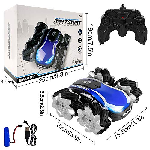 Voiture Télécommandée, 2.4GHz 4WD Voiture Telecommandé Tout Terrain Enfant, Jouet Voiture Radiocommandee Drift avec LED Couleur et Batterie Rechargeable, RC Stunt Car Cadeau pour Garcon 6 à 12 Ans