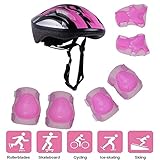 Kids Bike Helmet Knee-pad Elbow Wrist Protection Set for Bicycle, Skateboard, Scooter (for Kids 6~12 Years Old Birthday Gift)
