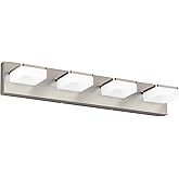 Bicrink LED Vanity Light Fixture for Bathroom, 4-Light Brushed Nickel Bathroom Light Over Mirror, Modern Vanity Lighting Wall