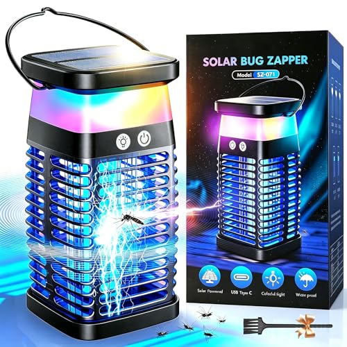 Mata Mosquitos Electrico 20W, 4 en 1 Lámpara Mata Mosquitos con Luz, IPX6 Resistente al Agua Mosquito Killer, 4200V Mata Moscas Electrico para Interior Exteriores Hogar Jardín y Patio Trasero