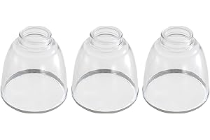 SEWTEROLYN 3-Pack Clear Glass Shades With Chrom Ring,Bell Shaped Glass Shade Covers Ceiling Fan Lamp Replacements, Light Fixtures Lampshade for Chandelier Wall Sconces, 1.57" Fitter, 4.92" High x 4.72" Diameter