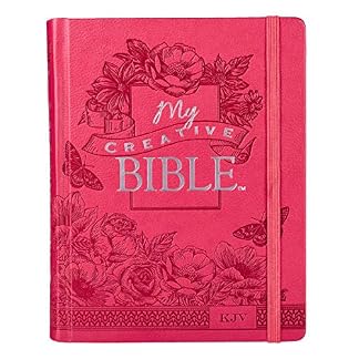 KJV Holy Bible, My Creative Bible, Faux Leather Hardcover - Ribbon Marker, King James Version, Pink Floral w/Elastic Closure