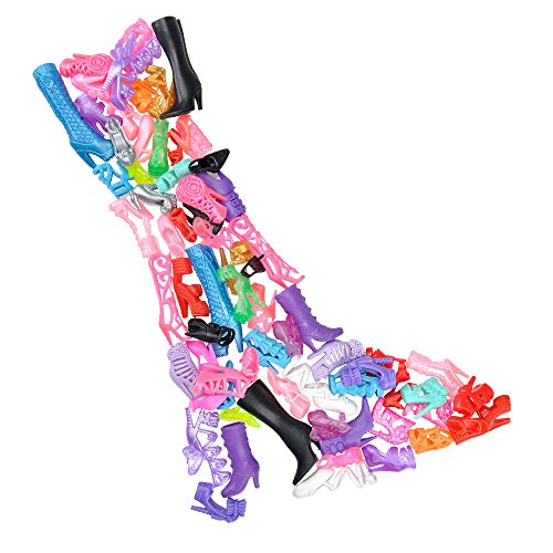 E-TING Doll Shoes Rack Shoes Shelf Cupboard Accessory with 20 Pairs High Heel Shoes Boots for Girl Doll Playset Accessories