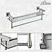 Alise Bathroom Glass Shelf Wall Mounted, Tempered Glass Bathroom Shelf with Towel Bar, SUS304 Stainless Steel Modern Floating Shelf, Brushed Nickel, 20 inch