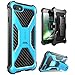 i-Blason Transformer Series Case Designed for iPhone 7/iPhone 8, [Kickstand] [Heavy Duty] [Dual Layer] Combo Holster Cover case with [Locking Belt Swivel Clip] (Blue)