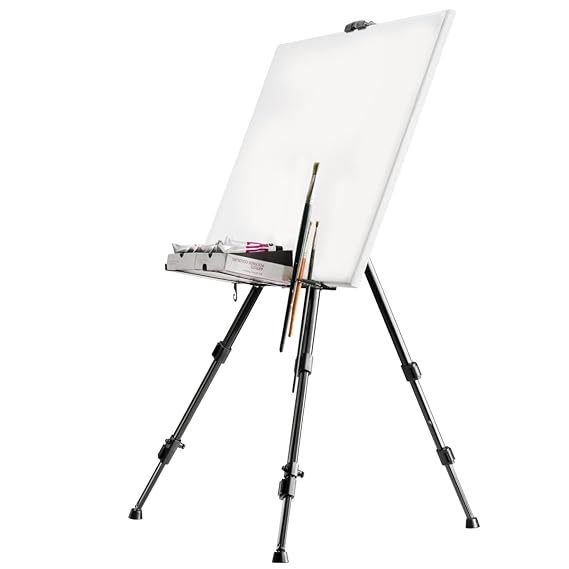 Walimex pro Aluminium Atelierstaffelei L 165 cm - Staffelei mit grossem Einsatzbereich, für Leinwand bis 122cm Höhe und 4cm T