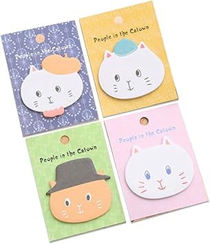 Amazon Swag Style 猫付箋4個セット 可愛い 付箋 メモ 卓上 貼り付け 4種 猫 キャット 付箋 文房具 オフィス用品