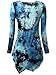 DJT Womens Tie Dyed Hankerchief Hemline Tunic Top Large #17 Bright Blue