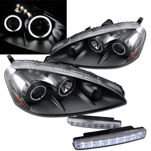 2006 Acura Rsx Projector Headlights With Dual Ccfl Halo + 8 Led Fog Bumper Light