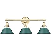 Golden Lighting 3306-BA3 BCB Orwell 3 Light 27" Wide Vanity Light - Brushed Champagne Bronze/Pine Green Shades