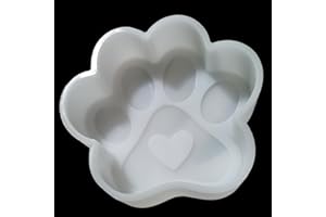 Fuehbur Paw Print Heart Car Freshie Mold Valentine's Day Decoration Baking Aroma Beads DIY Craft Soap Candle Chocolate Silicone Mold Party Gift-Oven Safe【Medium Size】