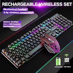 Wieless Gaming Keyboard and Mouse Combo Rainbow