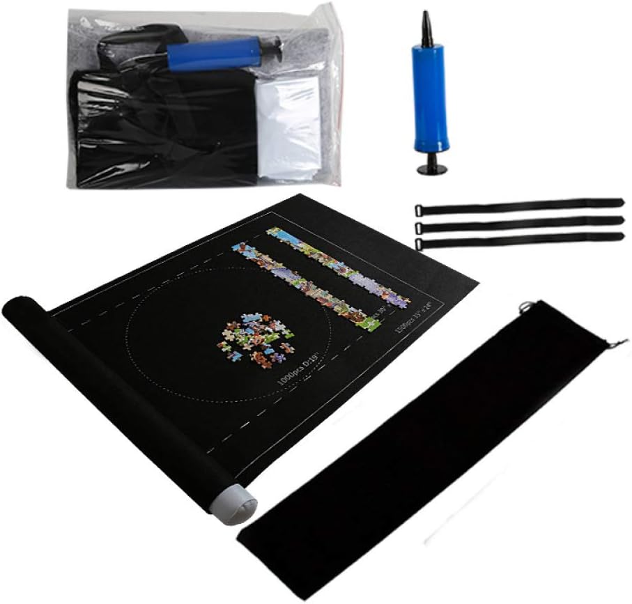 YUY Puzzle Mat With Foldable Cloth,Jigsaw Puzzle Roll Up Board Tubes,Black