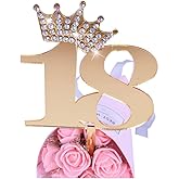 YUINYO Crown Gold Glitter Happy Birthday Cake topper - Forever 18 Party Favors - 18th Birthday Party Decoration-18th Anniversary Party Decoration quality acrylic Gold
