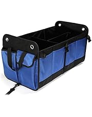 CookJoy Baule Auto Organizzatore Multiuso per Baule dall’Auto Borsa per Bagagliaio con N Tasche Extra, 2 Divisori Rimovibili, Fondo a Tre Piani, Robusto Materiale in PVC, Panno Oxford 1680D per SUV