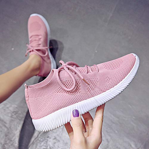 SSYUNO Women's Fashion Sneakers Athletic Mesh Breathable Sports Shoes Comfort Tennis Running Jogging Gym Shoes Pink