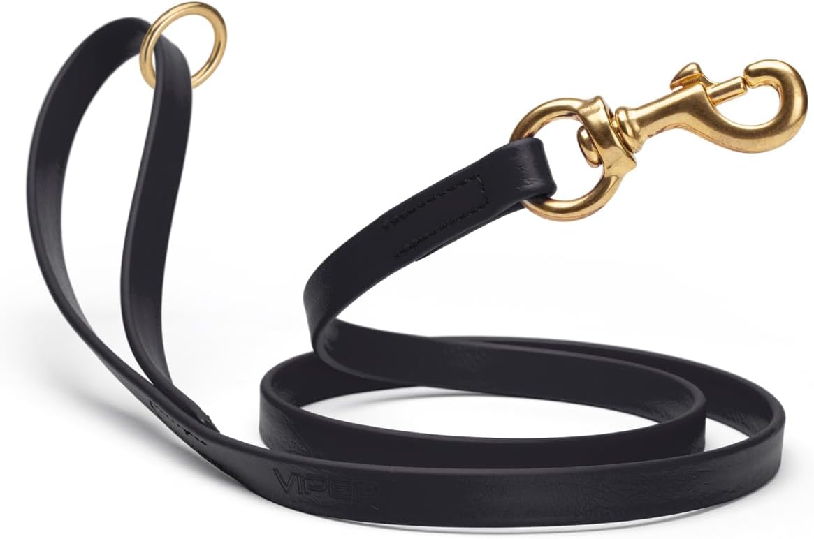 Viper Biothane K9 Working Dog Leash Waterproof Lead for Tracking Training Schutzhund Odor-Proof Long Line with Solid Brass Snap for Puppy Medium and Large Dogs 6ft, Black