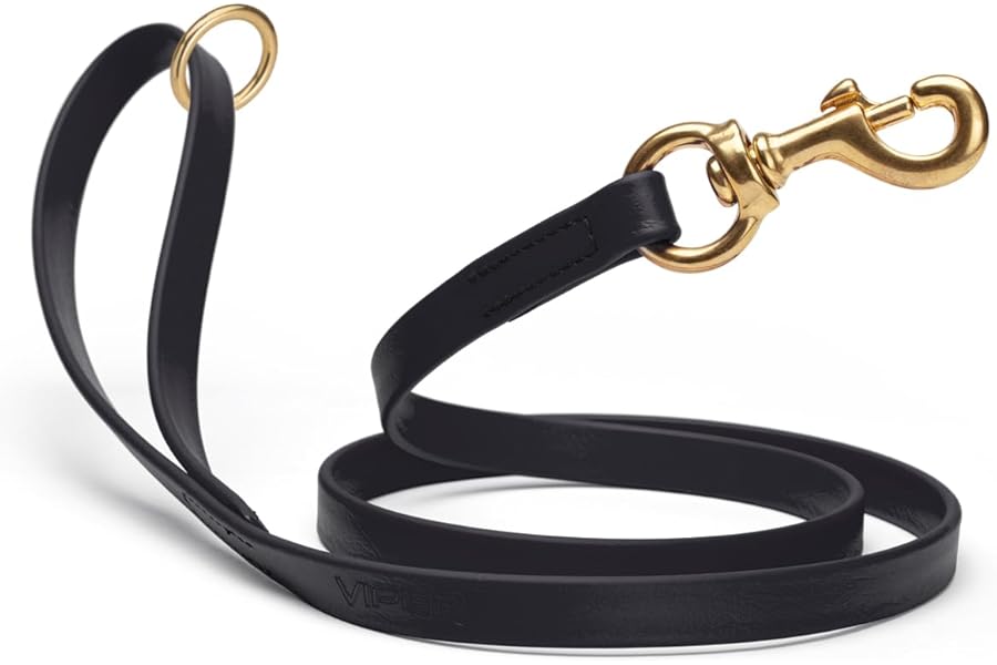 Viper Biothane K9 Working Dog Leash Waterproof Lead for Tracking Training Schutzhund Odor-Proof Long Line with Solid Brass Snap for Puppy Medium and Large Dogs 6ft, Black