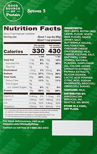 Wickedly Prime Lentil Pasta Meal, Broccoli Cheddar, 10.1oz