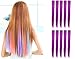 OneDor 23 Inch Colored Party Highlights Straight Hair Clip Extensions. Heat-Resistant Synthetic Hair Extensions in Multiple Colors (10 Pcs Purple)