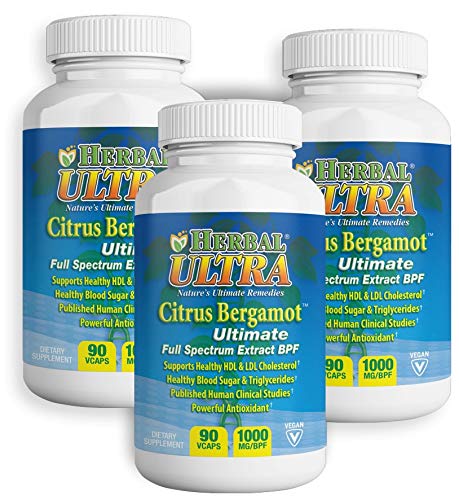 Citrus Bergamot Ultimate 270 Vcaps - Only Full Spectrum Extract with Entourage Effect 1000mg Recommended Serving with 500mg per Vcap - Bergamonte Full Spectrum Extract by Herbal Ultra
