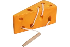 Skrtuan Wooden Lacing Cheese Threading Toy Montessori Airplane Travel Game Toys Wood Block Puzzle Fine Motor Skills Activity Learning Educational Gift for Toddlers Baby Kids 3 4 5 Years Old, 1 Cheese