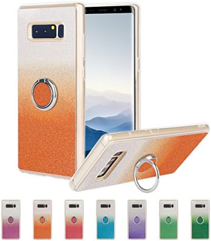 Galaxy Note 8 Bling Case, Luxury Shining Glitter TPU Rubber Anti-Scratch Protective Case Cover with Ring Kickstand Holder for Samsung Galaxy Note 8 - Orange