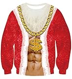uideazone Unisex Lit Santa Christmas Sweater Novelty Xmas 3D Print Long Sleeve T-Shirt