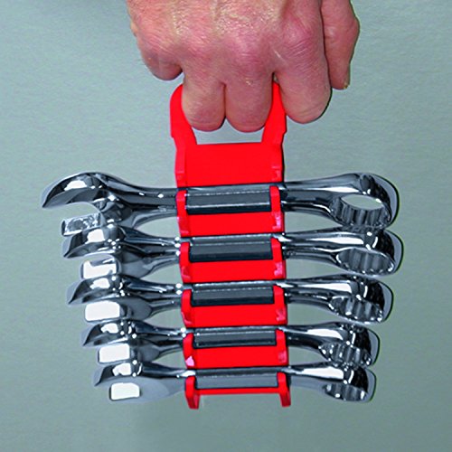 Ernst Manufacturing Gripper Stubby Wrench Organizer, 7 Tool, Red