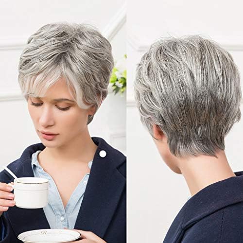 Wig,TEFIIR Bristol International Balloon Fiesta Edinburgh International Festival Amazon Prime Day Great British Beer Festival Old Lady Women Natural Short Wavy White Gradient Wig Humen Hair Curly Wigs