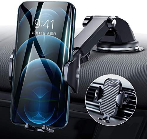 Desertwest 車載ホルダー 片手操作 2in1 スマホホルダー 粘着ゲル吸盤 エアコン吹き出し口式兼用 スマホスタンド 車 携帯ホルダー Iphone 車載ホルダー 取り付け簡単 360度回転 伸縮アーム ワンタッチ 手帳型ケース対応 自由調節 日本語説明書付き 4 7インチ全機種対応