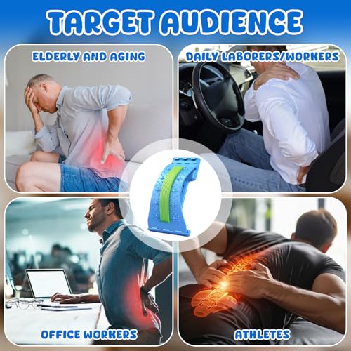 Blue Back Stretcher - Adjustable Lumbar Tool - Back Extender - Daily Stretching Board for Posture and Relaxation - Suitable for Yoga and Fitness | Tavoletta per stretching quotidiano, supporto per postura e rilassamento, adatto a yoga e fitness