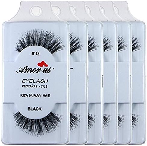 4 Sets-Amorus 100% Human Hair False Eyelashes #43 (6 Pack)
