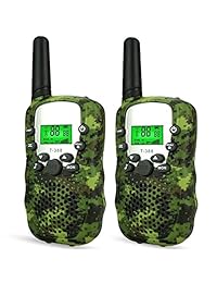 selfshow Walkie Talkies para niños, alcance de 2 mile, construido en luz de flash T-388 mejores regalos, Verde camuflaje