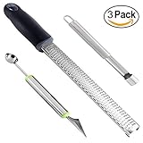 GP Life Lemon Zester Grater, Apple Corer, Melon Baller Scoop, Commercial Grade Stainless Steel, 3 Pieces Fruit Vegetable Tools Set