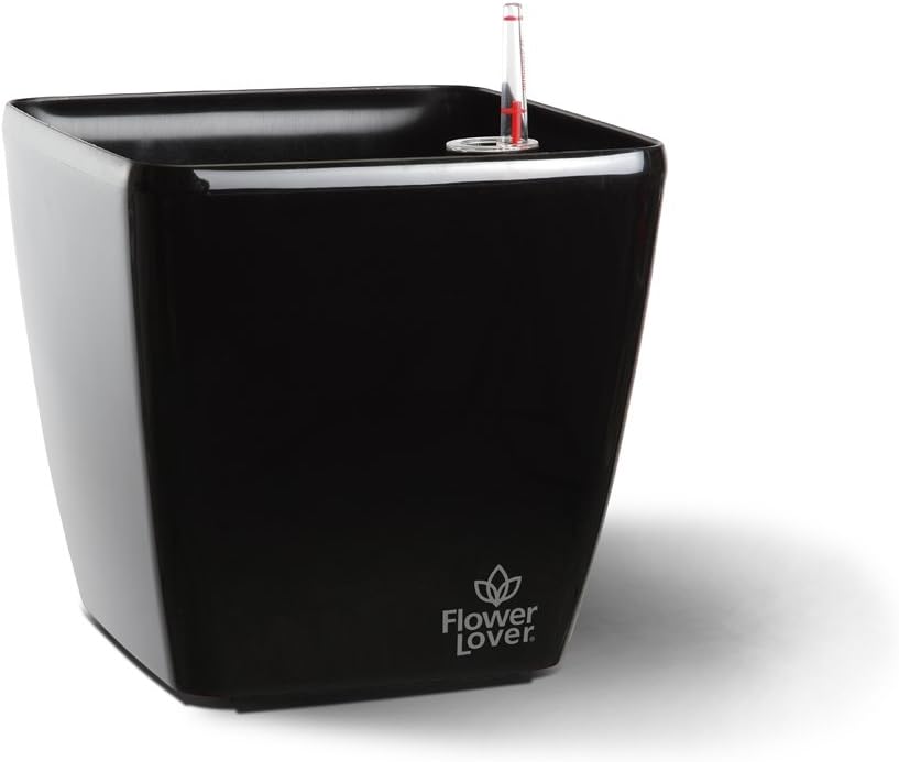 Flower Lover Quadrato Plant Pot with Watering System 22 x 22 x 21 cm Black