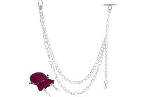 CRAFTYMELODY 1Pcs Pocket Watch Chain Silver Albert Pocket Watch Chain with Red Velvet Bag Iron Watches Chains Suit Wallet Vin