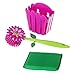Vigar Flower Power 3-in-1 Kitchen Sink Caddy Set, Flower-Shaped Dish Brush, Sponge, Fence-shaped Holder and Suction Cup, Ideal Sink Organizer, Pink