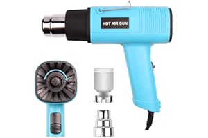 LDK Heat Gun 1200W 140℉~932℉ (60℃-500℃) Heavy Duty Hot Air Gun Kit Variable Temperature Control with 2 Temperature Settings 2 Nozzles for Crafts, Shrink Wrapping, Candle Making, Epoxy Resin