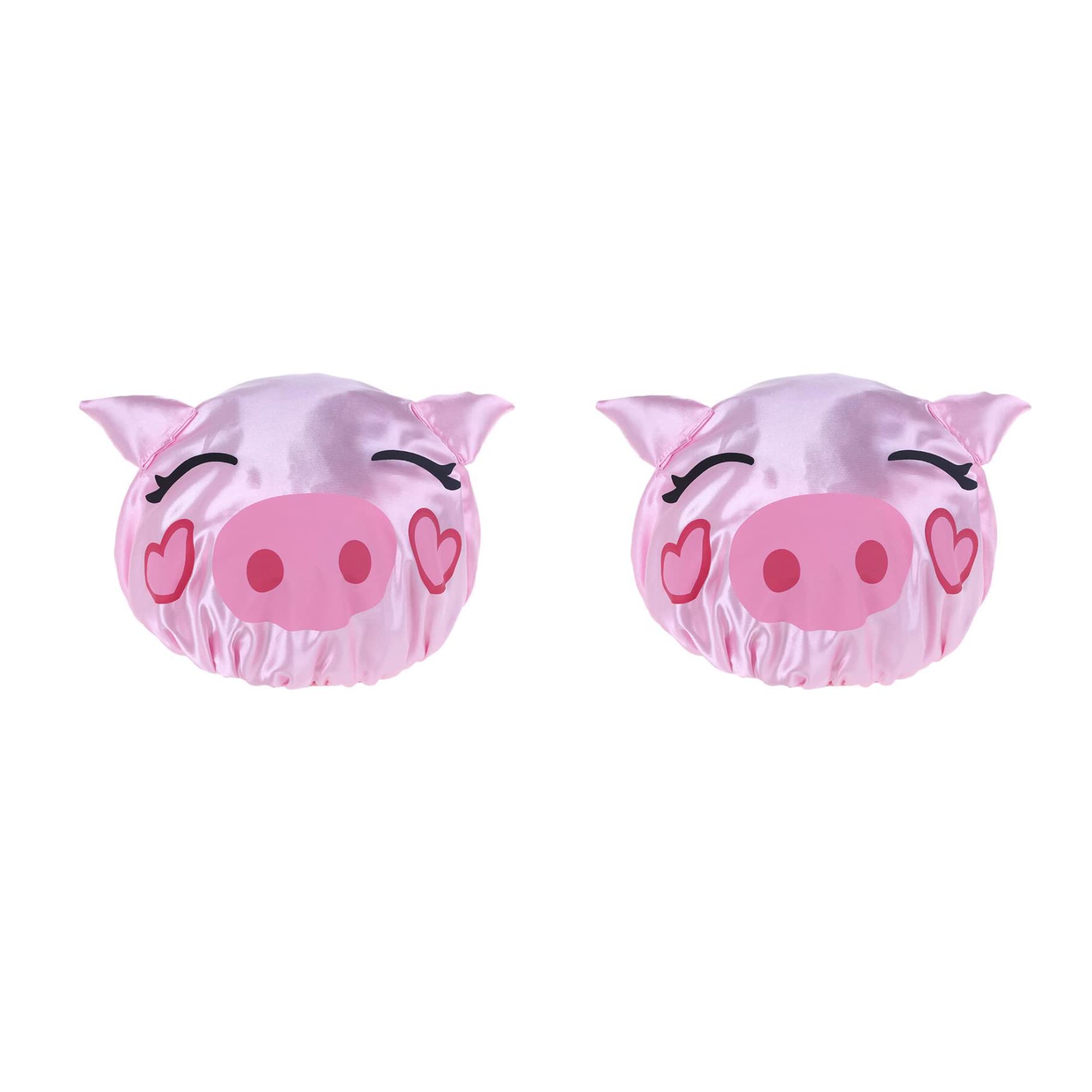 Kid Shower Cap, Vrandu Cartoon Bath Cap for Kids, Reusable Waterproof Shower Hats With Cute Pattern for Boy Girls Baby. (2pcs Pink Pig)