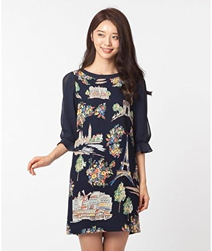 Amazon ローズティアラ Rose Tiara S 38サイズ パリ風景オリジナルプリントチュニックワンピース 25ネイビー S ワンピース チュニック 通販