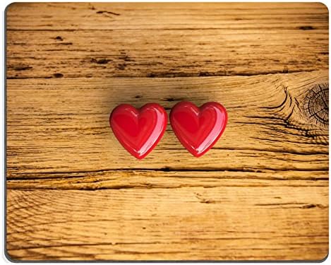 MSD Customized Natural Rubber Mouse Pad Personalized Custom Picture 3D rendering of two red hearts on old wooden background 25970954