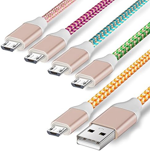 PS4 Controller Wires, Aupek 5-Pack 10ft USB Cable Android Xbox One Controller Charging Cords for Playstation 4 Dualshock 4 PS4 Slim / Pro, Xbox One,Samsung Galaxy S6,S7(Rose Blue Pink Green Orange)