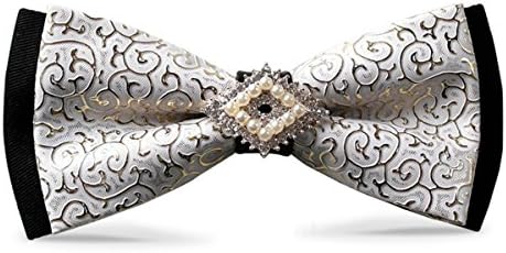 WAYS1 Men's Bow Ties Peacock Feathers Adjustable Business Pre Handmade Crystal Party Bow Ties (white)