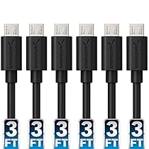 Sabrent [6-Pack] 22AWG Premium 3ft Micro USB Cables High Speed USB 2.0 A Male to Micro B Sync and Charge Cables [Black] (CB-UM63)
