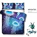 ARIGHTEX 3D Ocean Bedding Blue Jellyfish Duvet Cover Underwater Bedspread Deep Sea Bedding for Adult Kids (Twin)