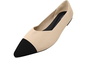 JBB Women's Flats Pointed Toe Ballet Dress Shoes Slip On Black Casual Formal Comfortable Walking Shoes Knitted Loafers